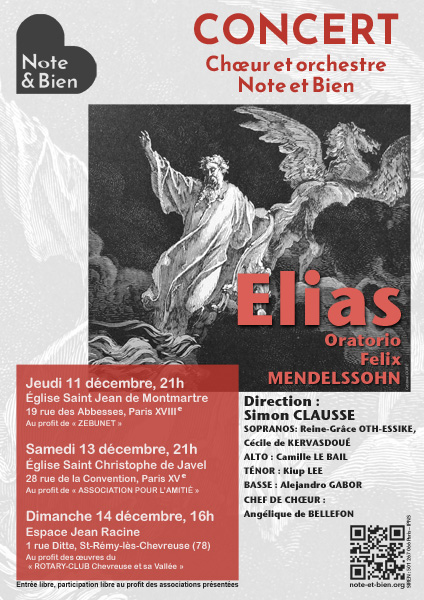 Affiche des concerts Note et Bien de décembre 2025 : Elias de Mendelssohn